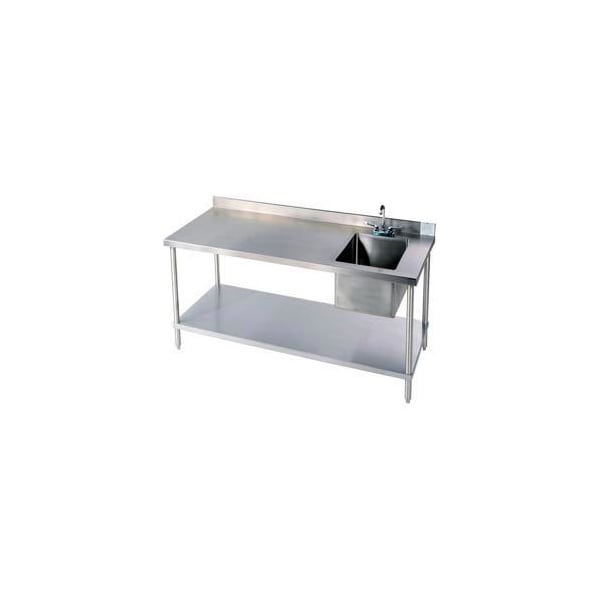 Aero Manufacturing Company 304 Series 16 Ga Stainless Steel Workbench W/ Right Sink, 60"W x 30"D 4TGB3060/T100 - main